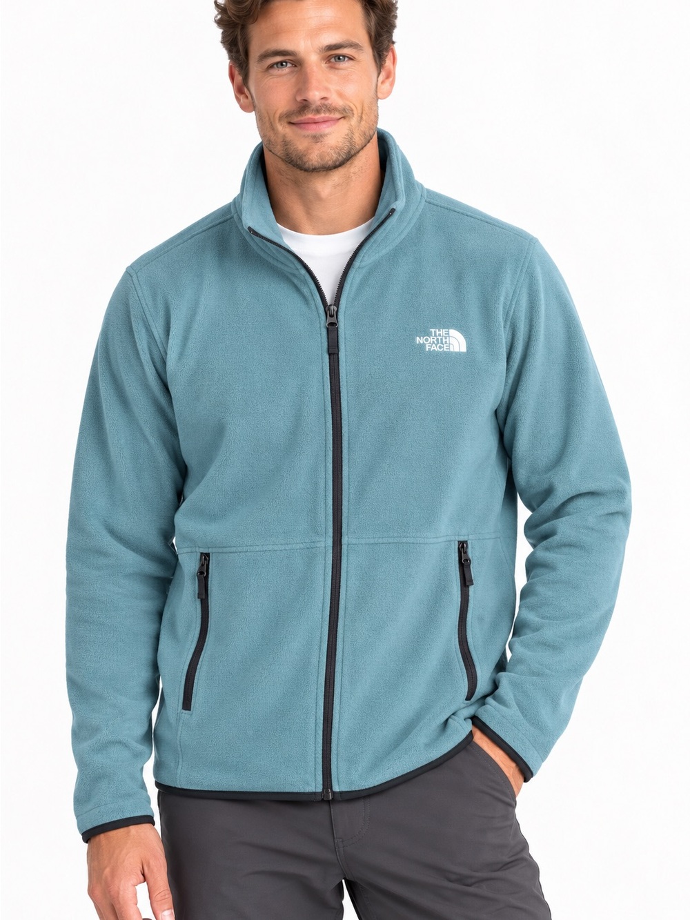NWT The North Face Men’s Large Teal Fleece Jacket - Full-Zip Lightweight Coat